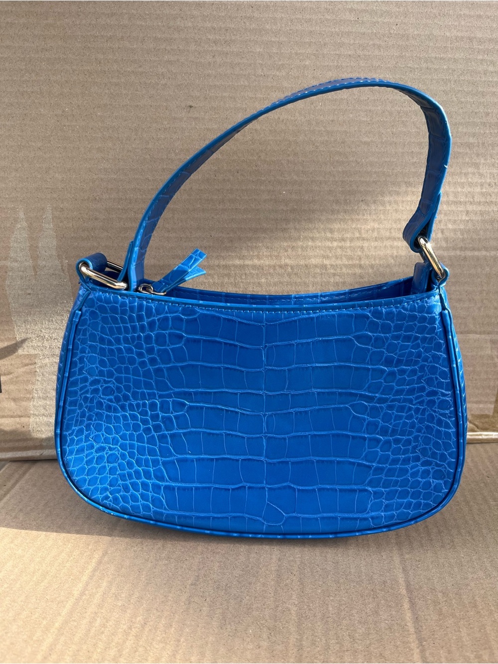 Abercrombie & Fitch Electric Blue Croc-Embossed Shoulder Bag
